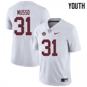 NCAA Youth Alabama Crimson Tide #31 Bryce Musso Stitched College 2018 Nike Authentic White Football Jersey UE17A62SL